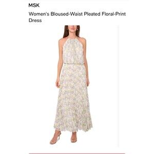 MSK Women's Sleeveless
Halter Neck Printed Chiffon Maxi
Dress. NWT. Size 10